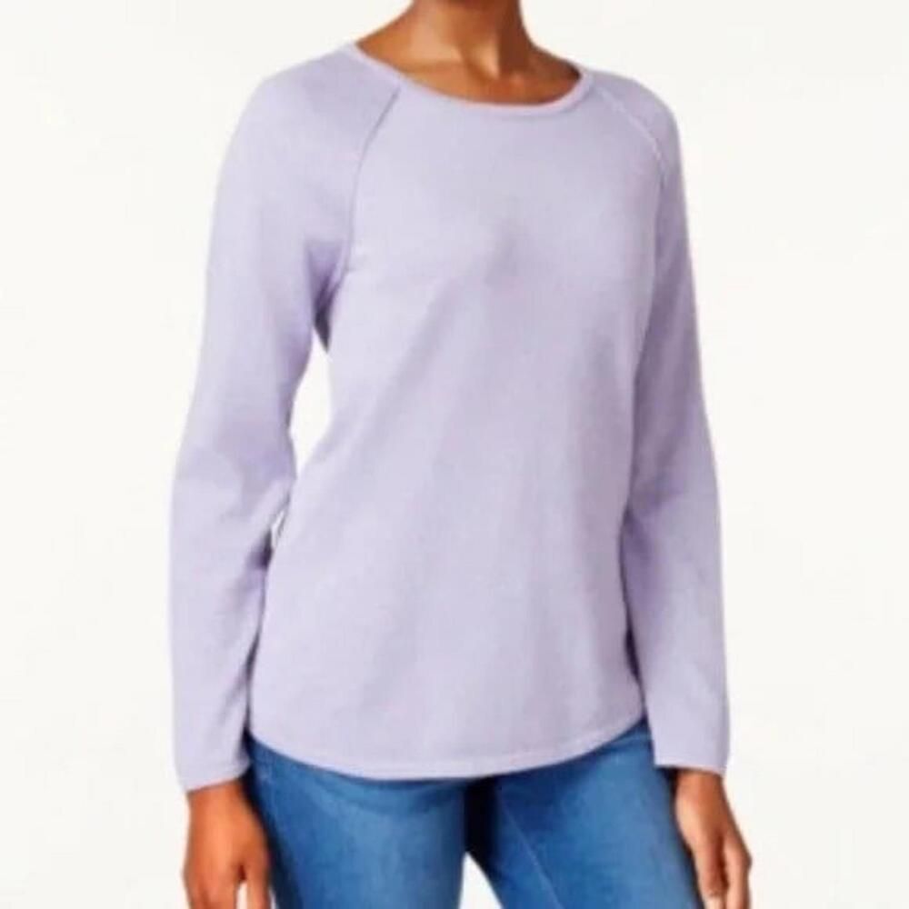 Karen Scott lavender rounded neck knit sweater. Size 1x. New with tags